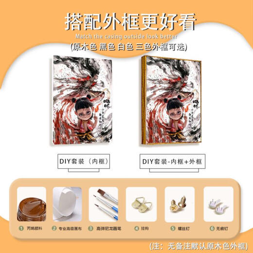 Three-April Tiger Nezha 2: The Demon Child's Dahai Digital Oil Painting DIY2025 New Hand-painted Filled Colored Ao Bing Cartoon LL12176 30*40cm Thickened Inner Frame