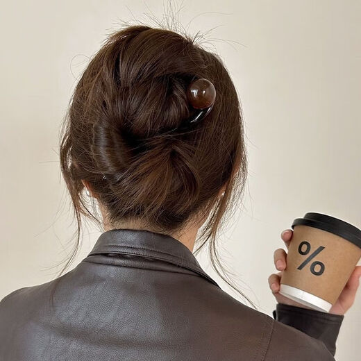 Headgear retro ball high-end simple 2025 hairpin hairpin French hair accessories temperament new hairpin headdress pearl U-shaped hairpin white beads + green beads