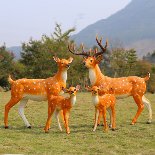 Fuyayi simulated sika deer sculpture ornaments outdoor garden courtyard lawn landscape sketch fiberglass elk animal model No. 3 deer pair