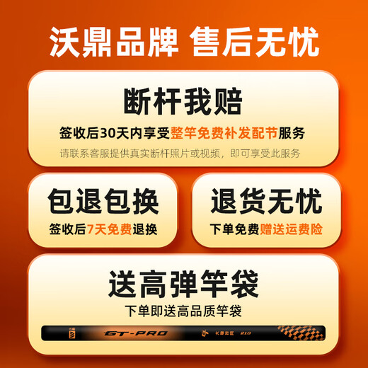 Woding GT copy net full set of fishing net pocket telescopic carbon super hard copy net pole large object copy pole net head fish fishing net fishing net 4m 0.1cm GT large object copy net (single pole)