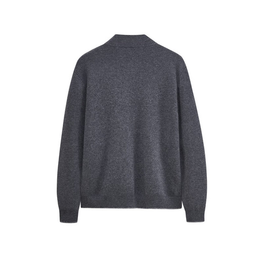 Jiumuwang Shopping Mall Same Style Men's Sweater Men's 2025 Spring New Comfortable Sheep Wool Single-breasted Stand-up Collar Sweater JX Slim Version + Asphalt Gray + FK1552612 XL 180/100A(52)