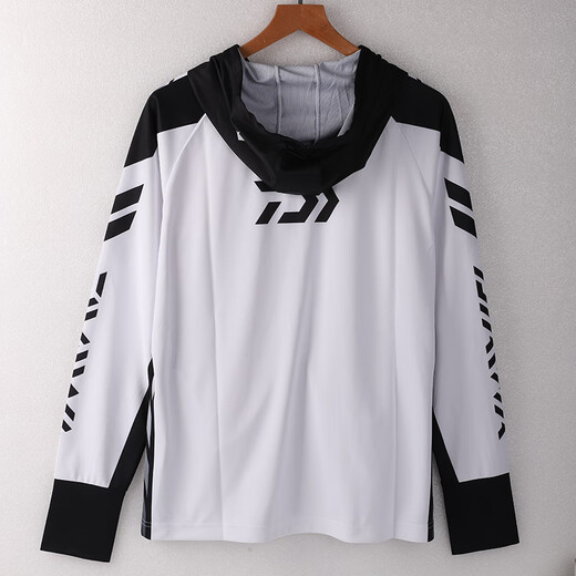 DAIWADAIWA Dayiwa sun protection clothing fishing clothing hoodie ice silk fishing men's sweat-absorbent quick-drying clothing Luya clothing new white and black M