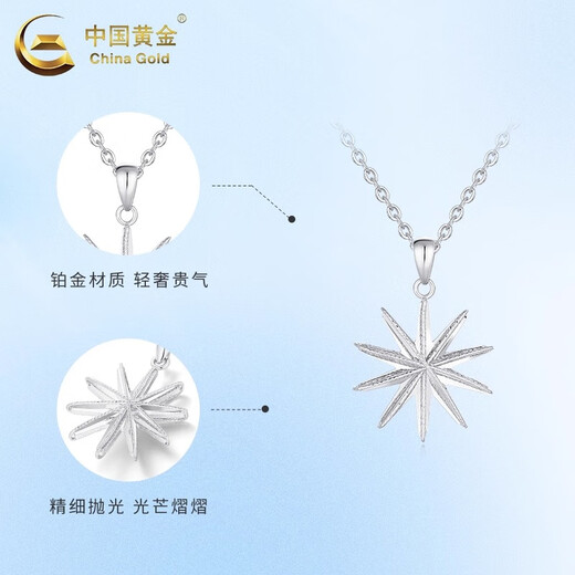 China Gold (CHINA GOLD) PT950 platinum star pendant for women, high-end platinum star Valentine's Day birthday gift for girlfriend and wife. Platinum star pendant about 2.7g, free silver chain + selection gift box