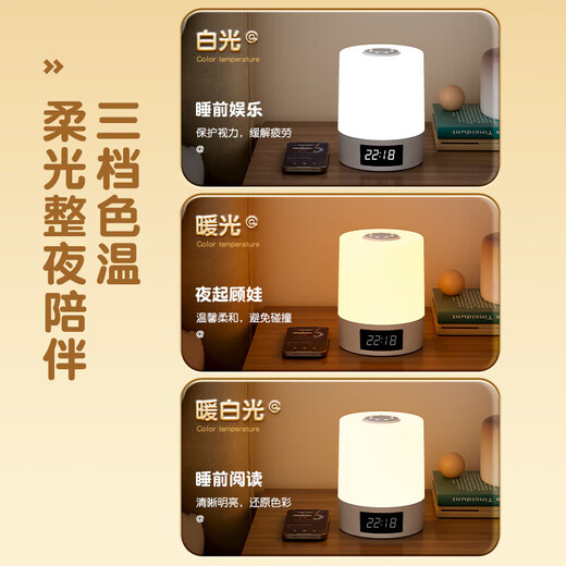 Chambre à coucher maison intelligente veilleuse d'apprentissage intérieur lampe de chevet LED veilleuse chambre compagnon lampe de chevet dortoir couloir veilleuse aménagement intérieur lumière d'ambiance k2021 télécommande + horloge + chargement et modèle enfichable peut contrôler à distance la synchronisation de la lumière