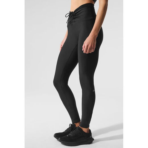 ALO YOGAAirlift mesh high-waist leggings yoga pants yoga clothes Pilates fitness pants high elastic breathable BLACK XXS (suitable for waist 59.5 - 62cm)