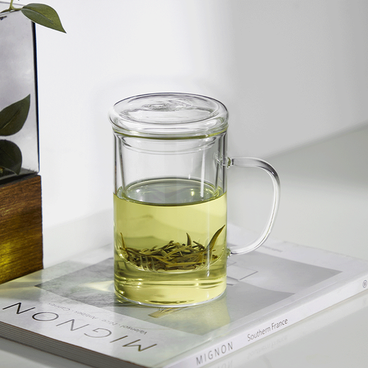 Mingguang tea cup tea water separation tea cup glass water cup men's tea cup office glass high borosilicate green tea cup