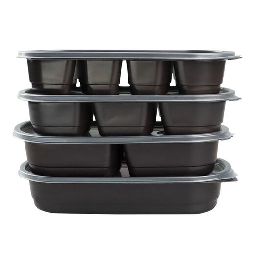 Nueva caja de almuerzo desechable Rectangular Japanese Box Box Caja de comida rápida Caja de comida de sushi Partition de plástico SZ1047 Grid doble con tapa 550ml 500 sets