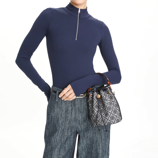 Tory Burch T MONOGRAM printed women's bag mini bucket bag crossbody bag navy blue New Year gift