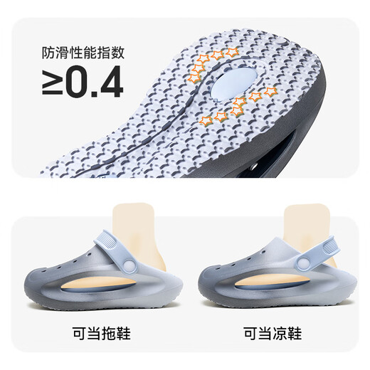 幸福玛丽(Cheerful Mario)男童洞洞鞋夏季2026新款大童儿童拖鞋男孩包头防滑宝宝沙滩鞋外穿 卡其色 16 内长18cm 10.5内长18cm_