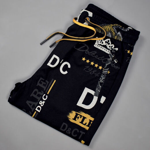 Simple square pattern plaid trousers for men new fashion trend printed men's trousers with drawstrings and drawstrings for men's elastic #6629 black 28 100-110Jin Jin is equal to 0.5 kg