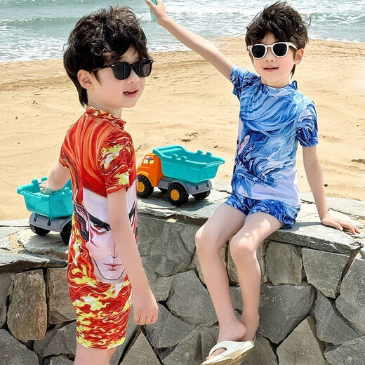 Jianfei Nezha swimsuit children's swimsuit boys split new quick-drying sun protection swimsuit boy Nezha Aobing swimsuit Nezha two-piece set 150