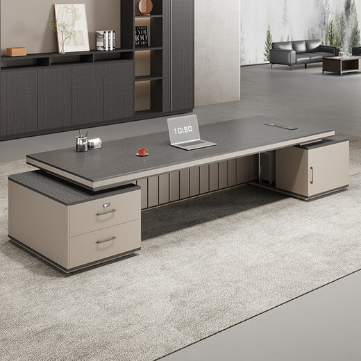 Litang Light Luxury Short Cabinet Boss Office Desk and Chair Combination High-end President Office Leader Furniture Manager Single Atmosphere Desk 2.8 Meters Boss (Short Deputy Cabinet)