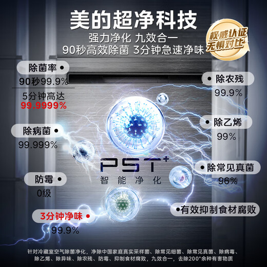 Midea M60 odor-free 540-liter double-door household refrigerator ultra-thin embedded first-class energy efficiency air-cooled frost-free BCD-540WUKPZM (E) national subsidy 20%