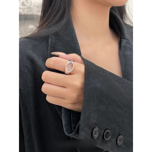 DL 1998 Fat Donglai same style white crystal ring 925 silver glossy transparent opening feminine temperament versatile quality white crystal ring