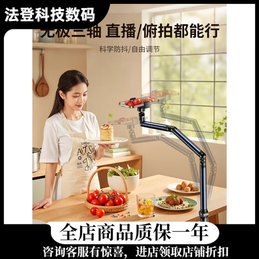 Jiahuacai Live Broadcast Mobile Phone Special Bracket Floor-standing Overhead Shooting Mobile Phone Stand Mirror Live Broadcast Stand with Radiator 1.7 Meter Double Arm Mobile Phone Model