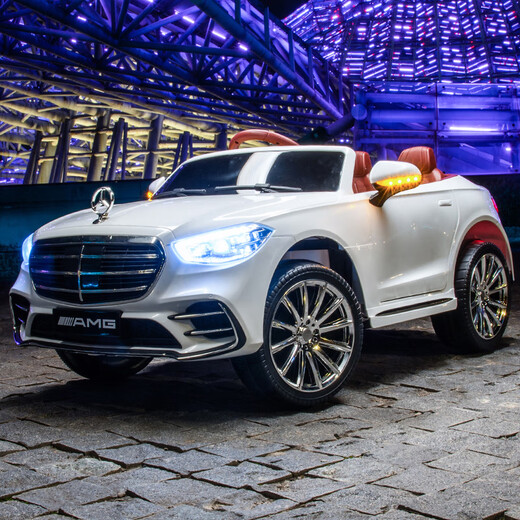 WORK BABY Mercedes-Benz Maybach children's electric car car four-wheel remote control toy car can sit adults boys and girls baby stroller white dual drive + self-driving + remote control + swing electric drive