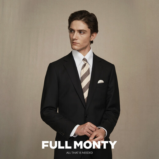 FULL MONTY wool suit suit men's black light business formal fit wedding groom suit suit black suit two-piece set 1205+1206 48 size top, trousers size, please contact customer service for remarks