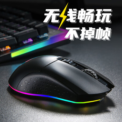 达尔优EM901 电擎版 轻量化牧马人游戏鼠标 可充电无线2.4有线双模游戏鼠标 可编程笔记本台式外设鼠标 EM901双模-黑色