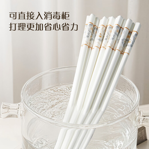 Shuwushuo ceramic chopsticks, high-end household mildew-proof, moisture-proof and high-temperature-resistant tableware, antibacterial, one person, one chopstick, family meal sharing, 10 pairs