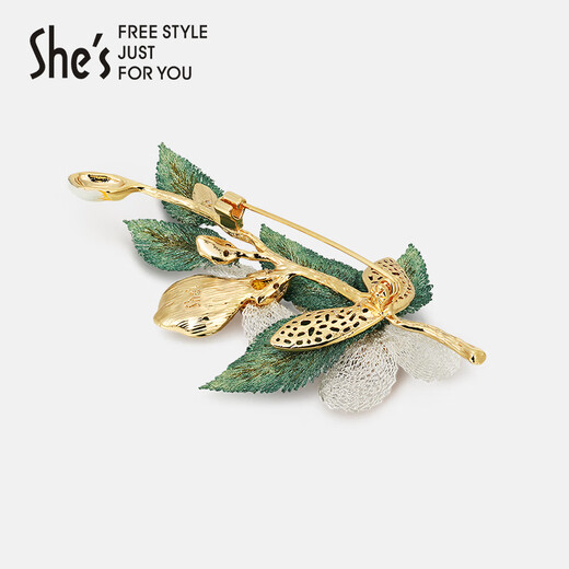 She s Qianzi Van Gogh rose embroidery leaf high-end ladies brooch light luxury corsage pin birthday gift for girlfriend