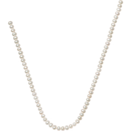 Saturday Fu Silver Buckle Pearl Necklace Mom Birthday Gift X058606 Oblate Round Approx. 5-5.5mm 42cm
