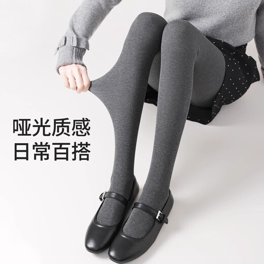 猫人200g灰色打底裤女秋冬季外穿格雷系微压显瘦黑色不掉档薄绒连裤袜