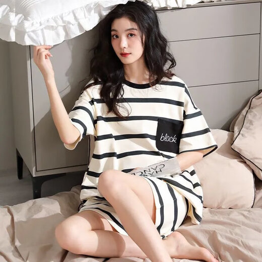 Yalu Summer Pure en coton pur pyjamas réglé pantalon à manches courtes de l'âge moyen et jeune vêtements de style coréen Elegant Cool Feeling Brand 6623 Suit féminin M 80Jin [Jin est égal à 0,5 kg] 1,95jin [Jin est égal à 0,5 kg]