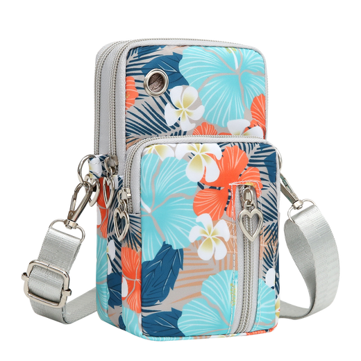 Mobile Phone Bag Women's Crossbody Mini Small Bag Arm Bag Summer Cloth Mobile Phone Bag Vertical Hanging Neck Portable Wrist Coin Purse Tropical Style