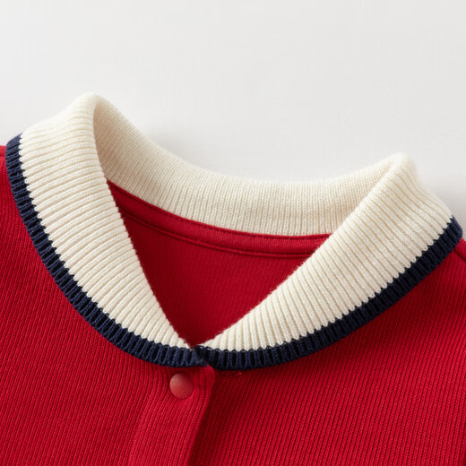 DAVE&BELLA pure cotton children's dress, college style girl's princess dress, spring new baby girl's dress, children's dress, red, in stock, 130 cm (recommended height 120-130cm)