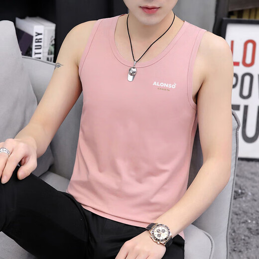 DONNJUNN Men's Clothing 2025 New Vest Inner Base Shirt Pure Cotton Undeformed Teenagers Fitness Outdoor Wear Middle School Students Group 08-M9708 White + M9793 Black M [Suggestions: 85Jin [Jin equals 0.5 kg] to 100Jin [Jin equals 0.5 kg]]