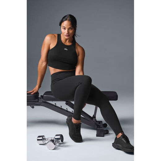 ALO YOGA Yoga Pants Airbrush High Waist Running Fitness Pants Pula Improved Performance High Elastic Sports Pants Tall Girls Black XXS (Suitable for waist circumference 59.5 - 62cm)