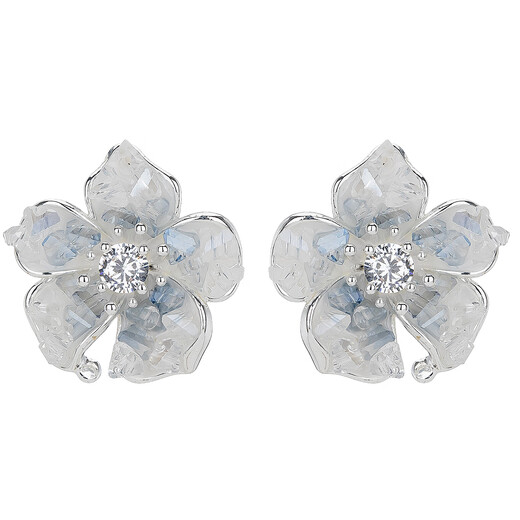 Qlady gradient blue flower earrings women's 2025 new high-end temperament earrings birthday gift for girlfriend