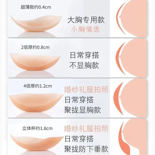 Ye Yu Silicone Bra Stickers Push-up Women's Wedding Dresses for Small Breasts Thickened Wedding Photos Summer Thin Breathable Sling Invisible Bra Stickers Super Small Stickers (Slight Style) 0.3cm. Selected A Cup丨(Normal Large)