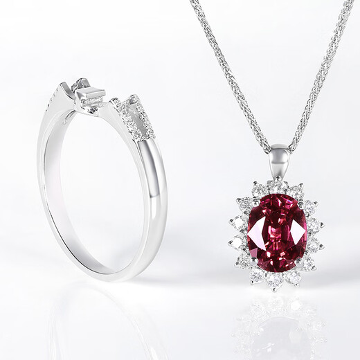 HEEKAIYI Padparadscha Sapphire Ring Women's 18k Diamond Ring Chinese Valentine's Day Birthday Gift for Wife and Girlfriend Selected No Burn/2.02 Carat/Dual-Use Model