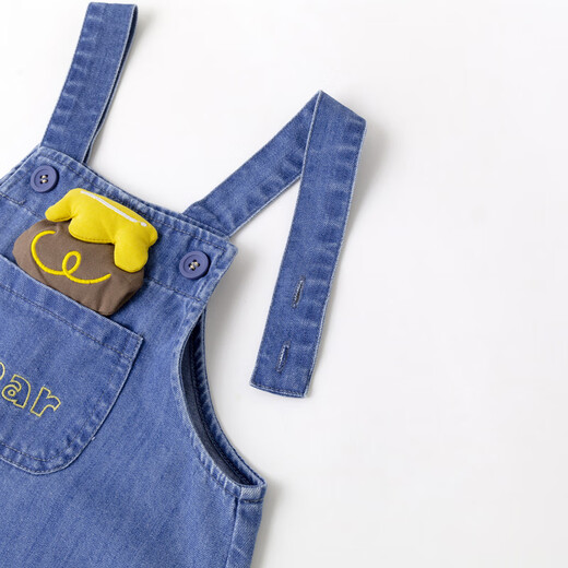 Dudujia children's denim overalls autumn clothing boys versatile woven pants girls autumn loose casual pants cartoon children's clothing denim blue 100