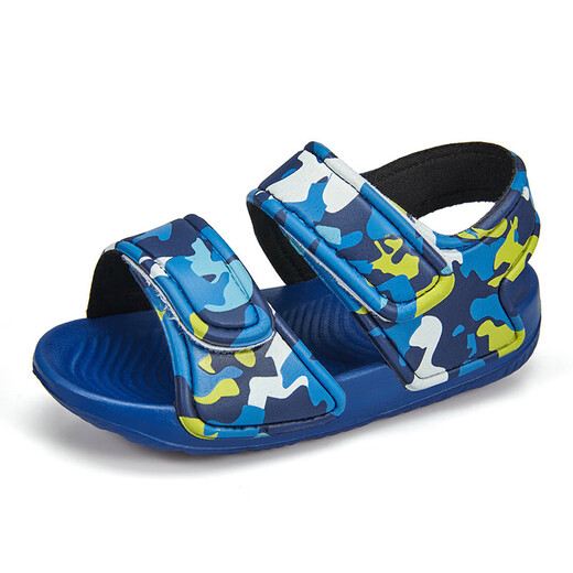 Children's sports sandals, children's beach shoes, lightweight and trendy cartoon children's EVA thick-soled outer wear, military green 29