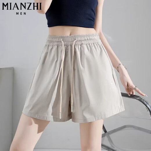 棉致美式刺绣工装休闲阔腿短裤女夏季冰丝薄款2025新款小个子五分裤 F801蓝色【高品质18.5】 L 111-125斤