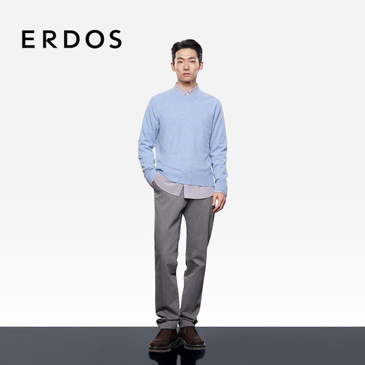 ERDOS Early Autumn Plush Blended Skin Friendly Lightweight Loose Straight Versatile Men's Wool Sweater Fresh Ink Blue L 175/96A