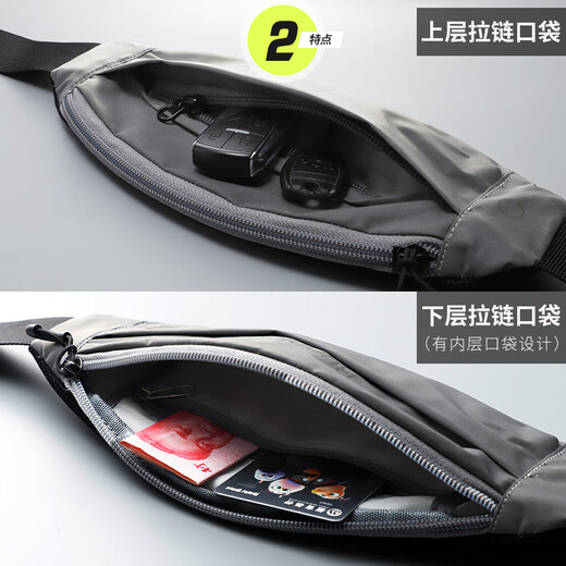 JCZS Sports Waist Bag Women's Running Mobile Phone Bag Men's Waterproof Summer Mobile Phone Artifact Fitness Invisible Thin Morning Running Belt Sports Handbag Black (Dual Use for Arm and Wrist)