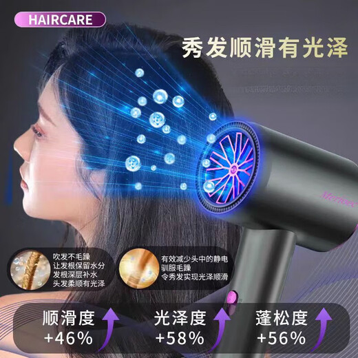 100w+ positive reviews Philips (PHlLlPS) same style hair dryer for home silent negative ion high power does not damage hair high-speed hair dryer barber shop special hair dryer platinum gray-high-speed hair dryer-hairdresser