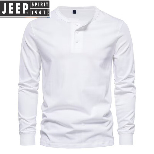 JEEP SPIRIT American retro heavyweight long-sleeved bottoming shirt fashionable versatile henley shirt men's fitness tough guy army green bottoming top military green L