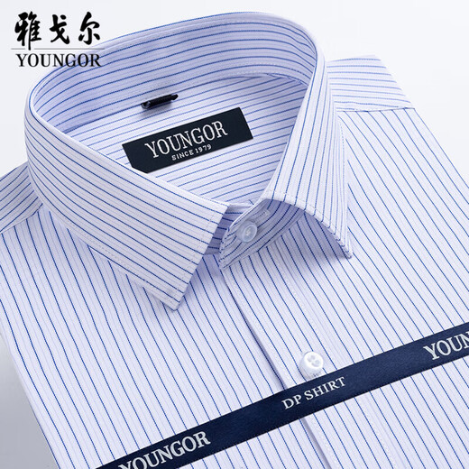 Yager men's short-sleeved shirt business casual cotton free ironing professional suit middle-aged and elderly high-end anti-wrinkle inch clothes thin DP#6623 M 170/88A39 size height 165-1701