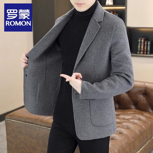 ROMON Men's Casual Suit Jacket Men's 2025 Spring, Autumn and Winter New Style Young and Middle-aged Slim Suit Top Single Jacket Gray XL Recommended 130-150 Jin Jin equals 0.5 kg