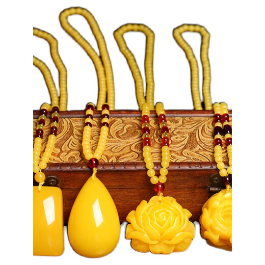 Fat Donglai same style DL 1998 Ping An buckle pendant old beeswax water drop chicken oil yellow amber men and women long style 3# Ping An buckle beeswax buy two + one