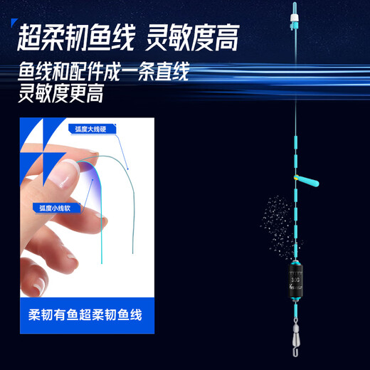Wei Tuosen has fun with flexible fish 6-roll fishing line, genuine imported fishing line, tied main line set, full set fishing, 4.5-meter sub-line clip, upgraded flexible line, double knotless, 6-pack, No. 1.5