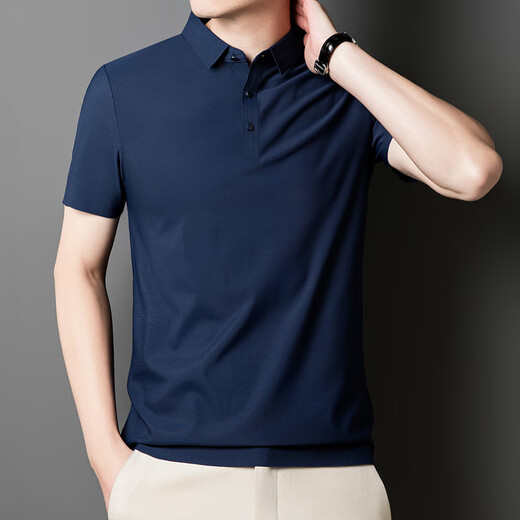 纤丝鸟夏季时尚新款男士翻领短袖T恤休闲商务透气POLO衫12358 军绿 3XL