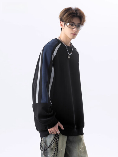 OEMG Hoodless Round Neck Sweatshirt Men's Spring, Autumn and Winter New American Style Long Sleeve Couple Couple White Gray High Quality XL Recommended 110-130Jin Jin is equal to 0.5 kg