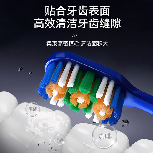 SOAO口腔护理男士中硬毛牙刷去牙渍清洁烟渍成年人螺旋刷丝家庭套装 硬毛 2支 【进口刷毛】祛除烟渍