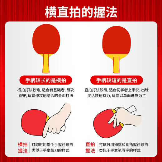 Pisces professional table tennis racket seven-star table tennis racket horizontal shot straight table tennis racket advanced competition single shot versus shot 7-star professional technical type-horizontal single shot