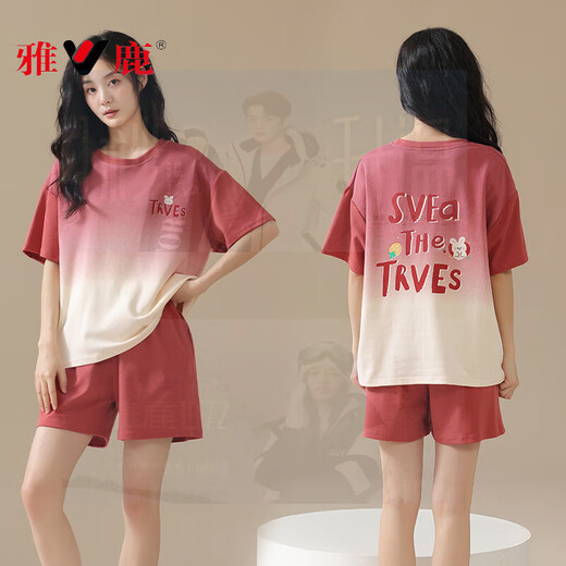 Yalu 2025 Été Nouveau pyjamas en coton pur costume de femme à manches courtes à manches à manches de temps confortable de petits vêtements de maison y9856 l [Recommandé 95-115jin [Jin est égal à 0,5 kg] usure]